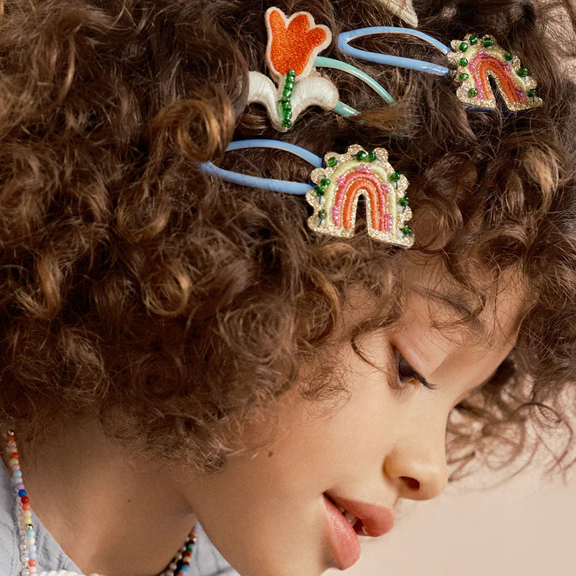Stych - Lemon and Rainbow Beaded Hair Clips - Grace and Fox