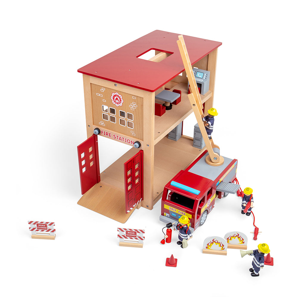 Tidlo Wooden Fire Station Toy Bundle - Grace and Fox