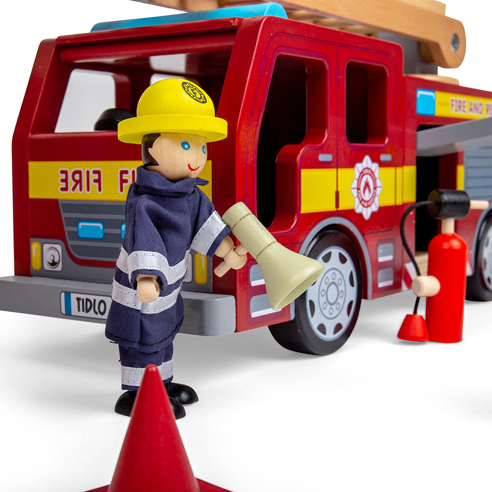 Tidlo Wooden Fire Station Toy Bundle - Grace and Fox