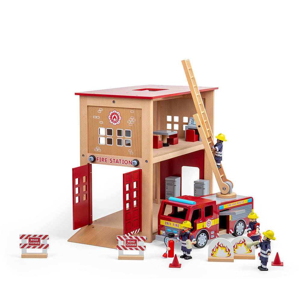Tidlo Wooden Fire Station Toy Bundle Grace and Fox