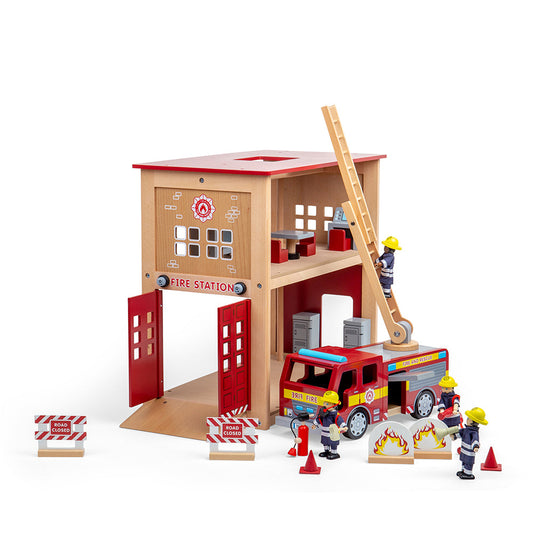 Tidlo Wooden Fire Station Toy Bundle - Grace and Fox