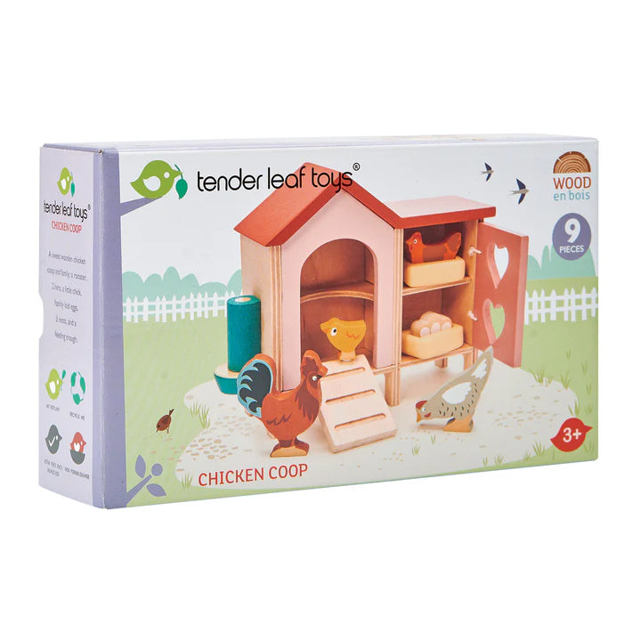 Tender Leaf Toys Chicken Coop play set packaging – sustainable wooden toy box - Grace and Fox