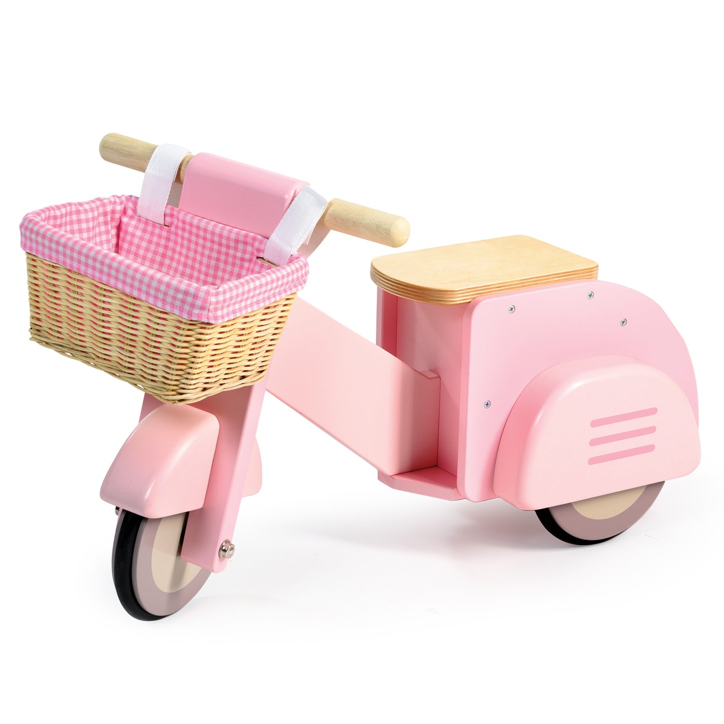 Tender Leaf Toys Wooden Delivery Scooter with Basket -Pink - Grace and Fox