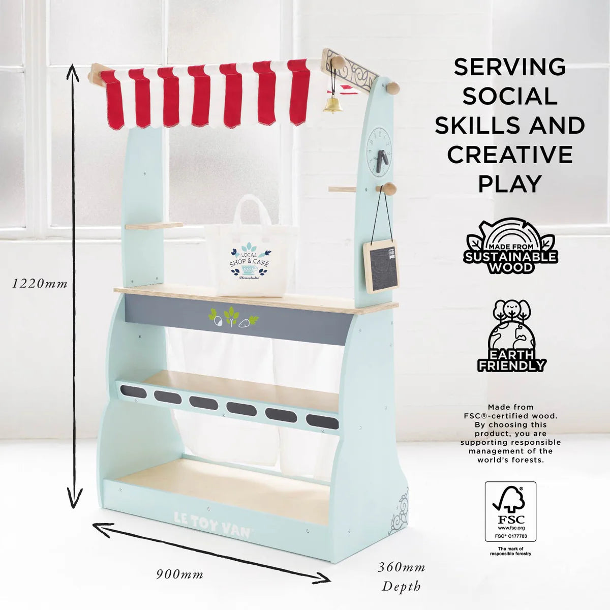 Le Toy Van Wooden Shop & Café Market Stand - Grace and Fox