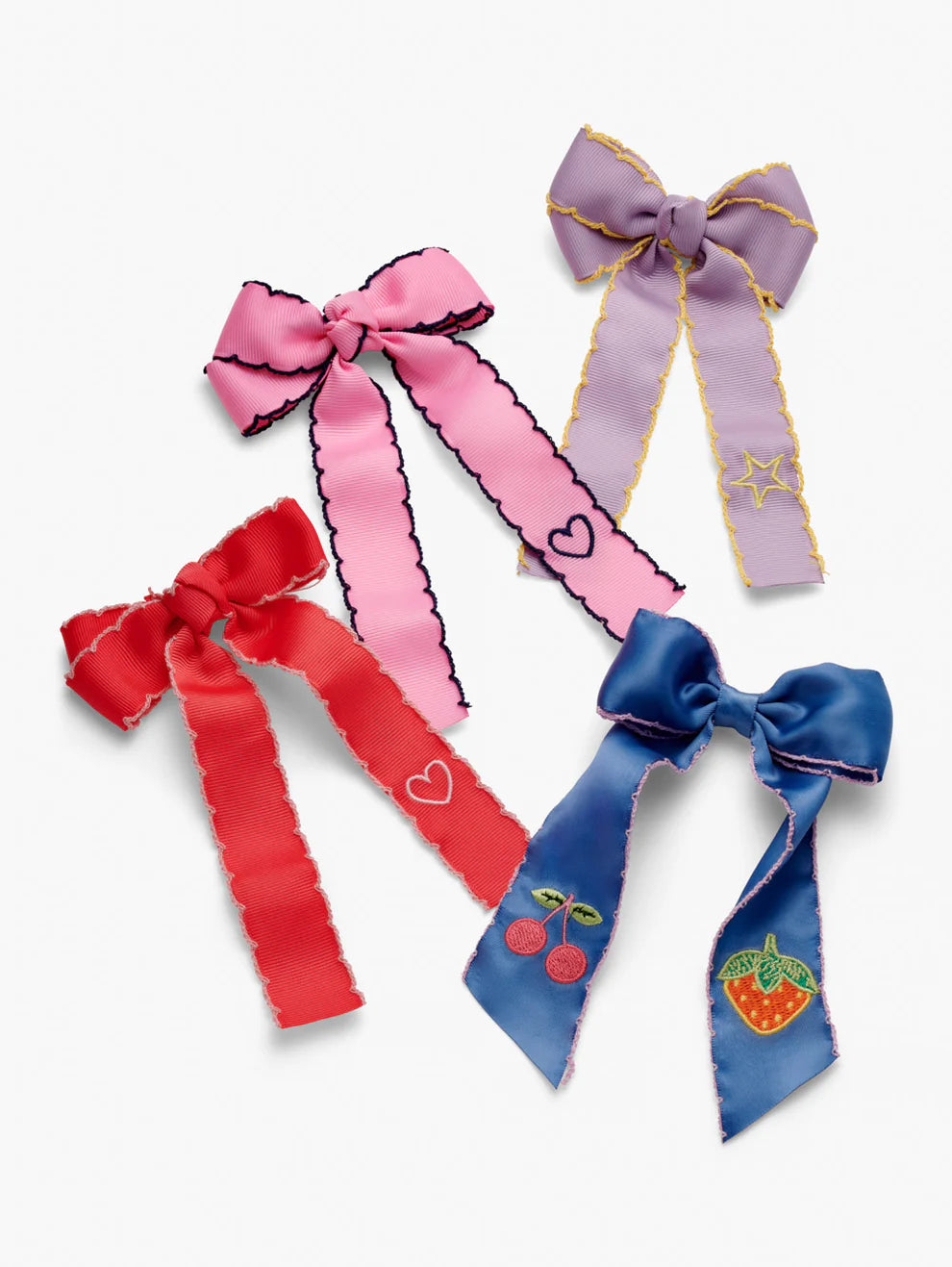 Stych - Long Bow Embroidered Hair Clip - Lilac - Grace and Fox