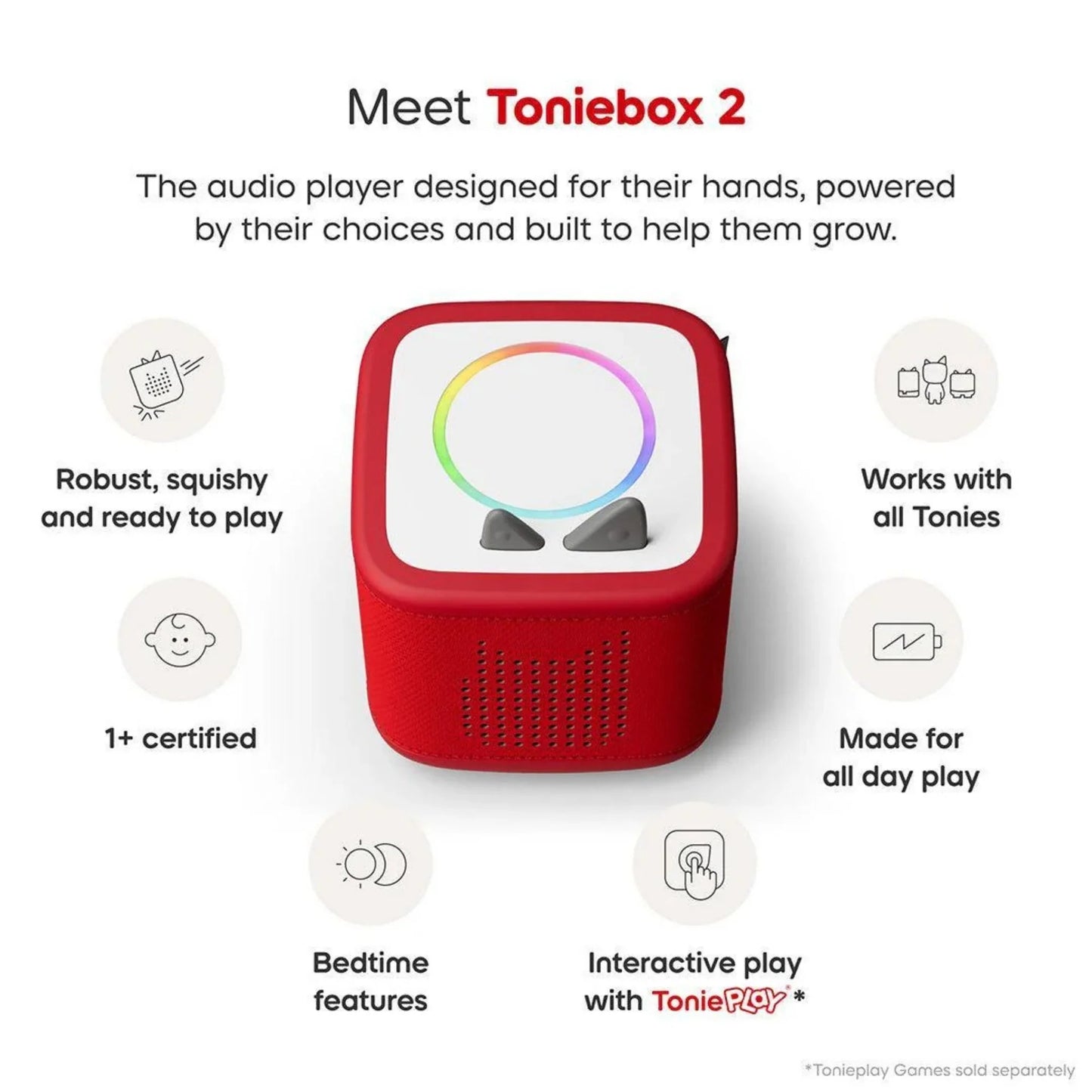 Tonies - Toniebox 2 Starter Set in Sunset Red - Grace and Fox