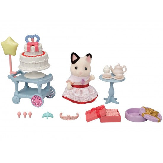 Sylvanian Families - Party Time Playset & Tuxedo Cat Girl - Grace and Fox