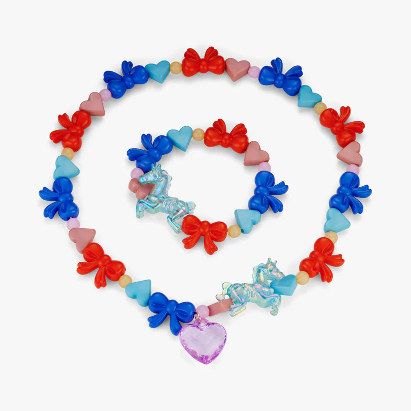 Stych - Unicorn and Bow Beaded Jewellery Set - Grace and Fox