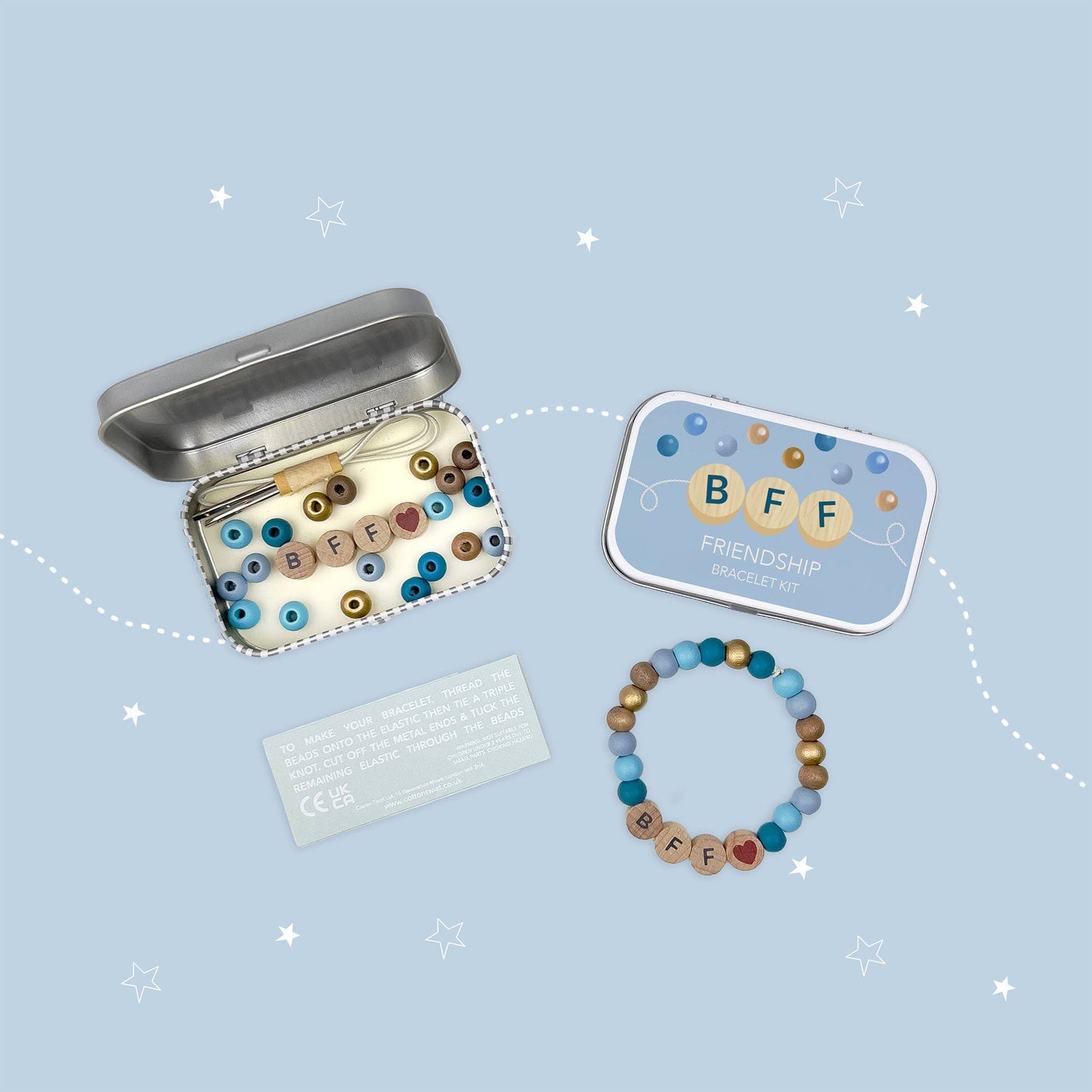 Cotton Twist - Beaded BFF Friendship Bracelet Gift Kit: BLUE BFF