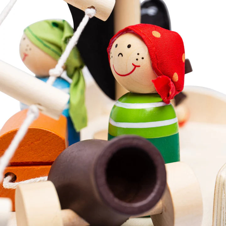 Bigjigs Wooden Mini Pirate Ship Playset - Grace and Fox