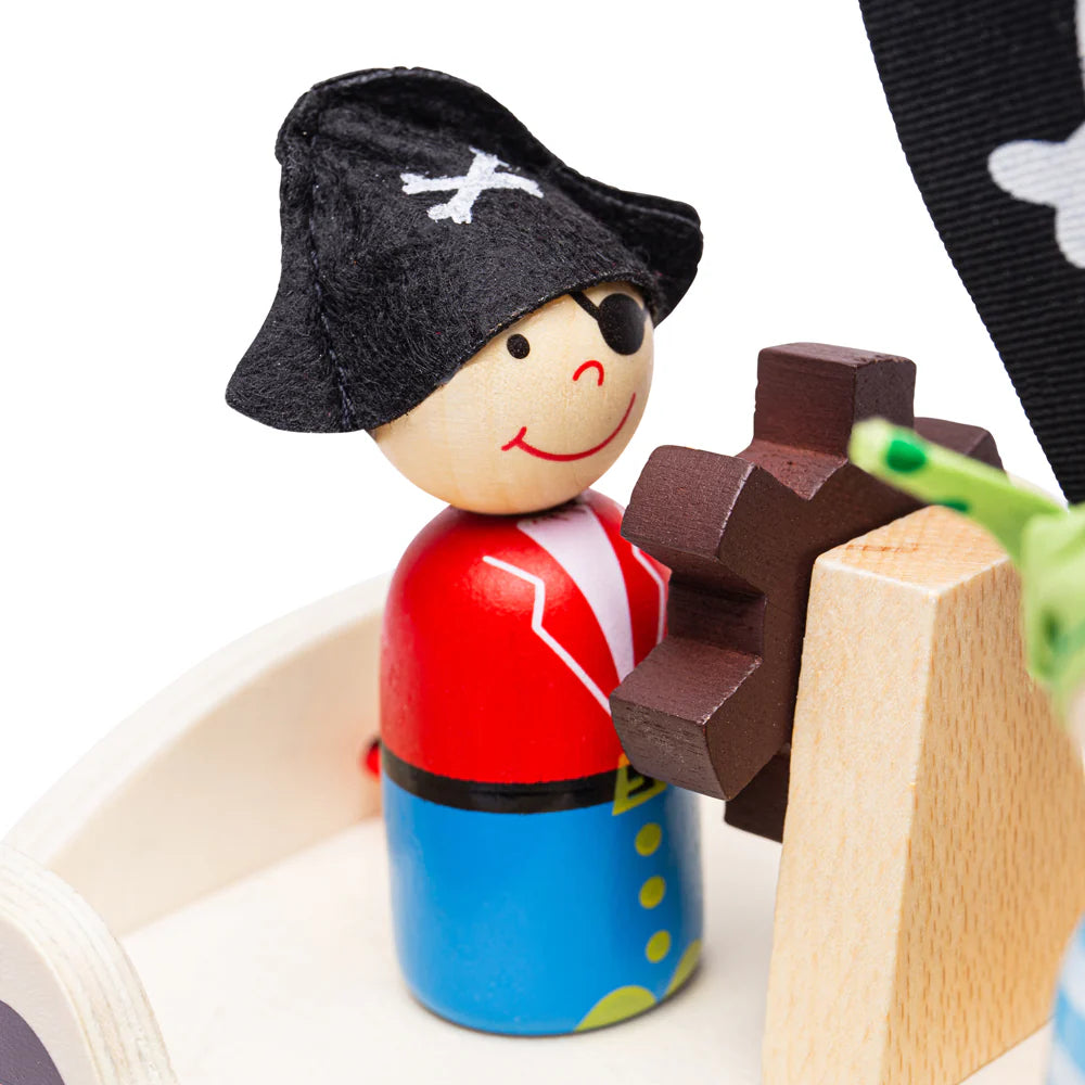 Bigjigs Wooden Mini Pirate Ship Playset - Grace and Fox