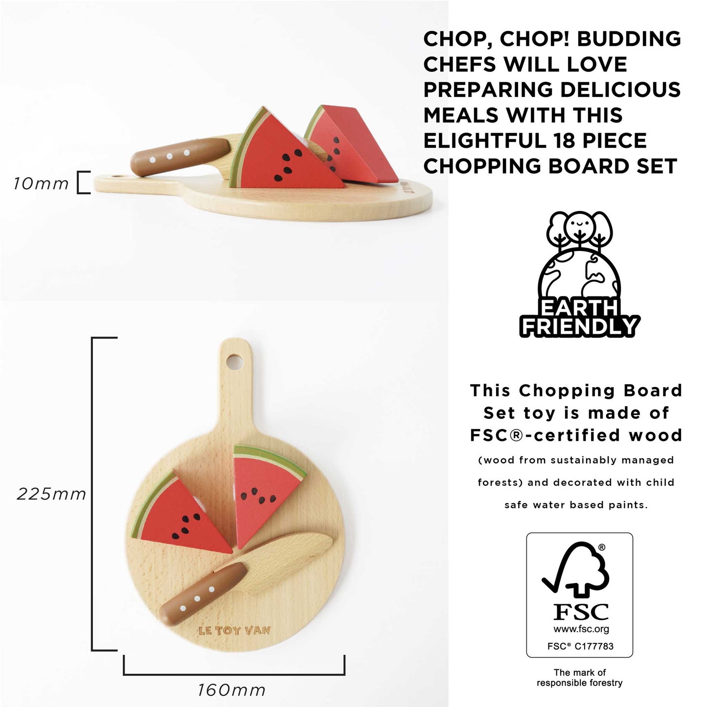 Le Toy Van Wooden Chopping Board & Sliceable Play Food - Grace and Fox