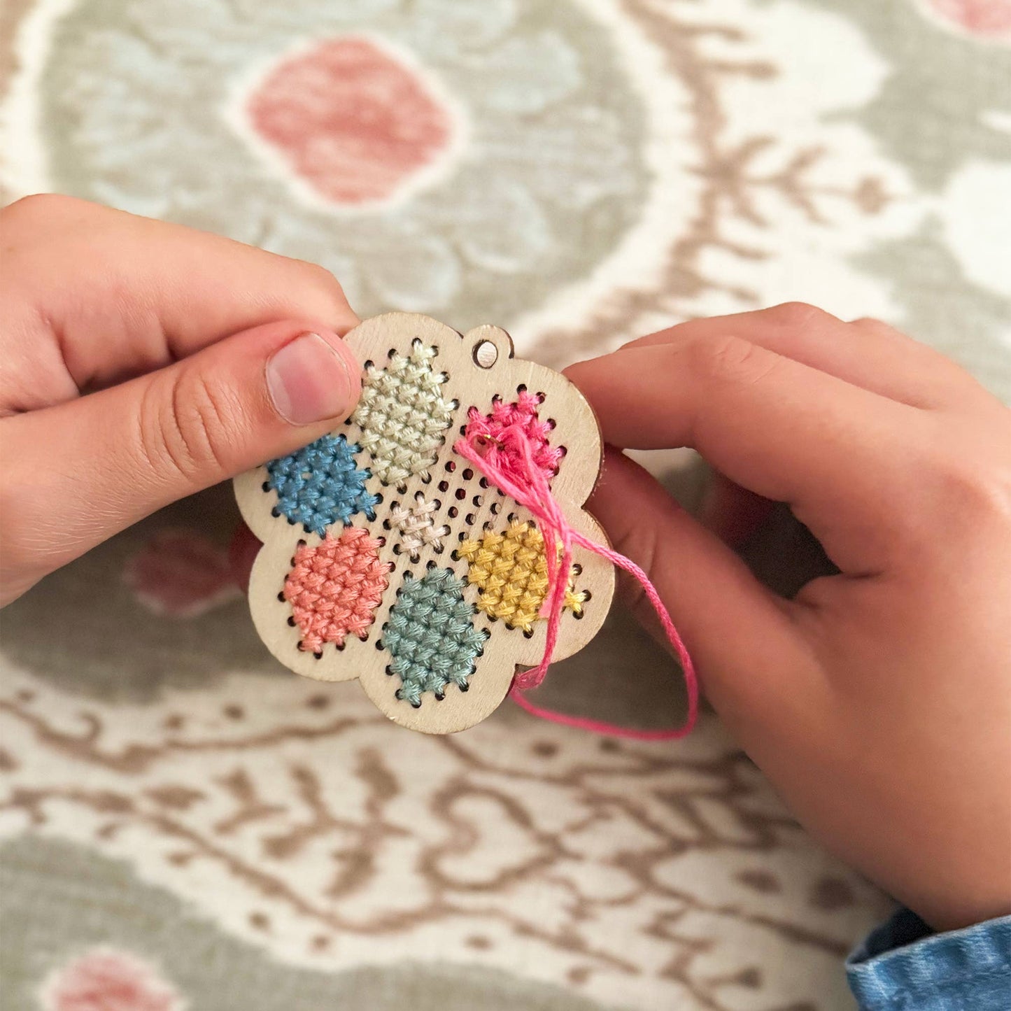 Make Your Own Flower Cross Stitch Keyring by Cotton Twist - Grace and Fox