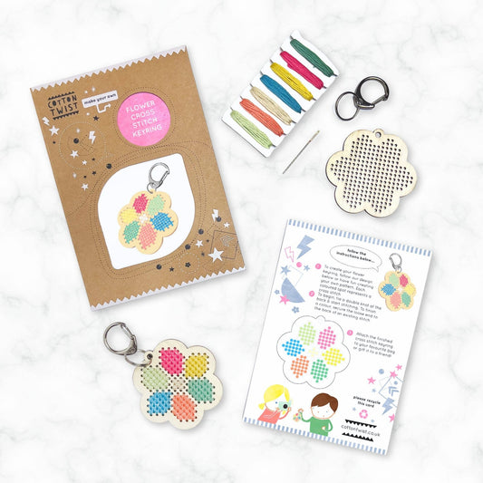Make Your Own Flower Cross Stitch Keyring by Cotton Twist - Grace and Fox