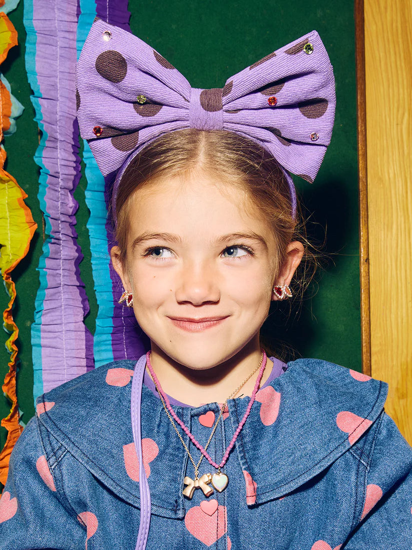 Stych - Polka Dot Statement Bow Headband Purple - Grace and Fox