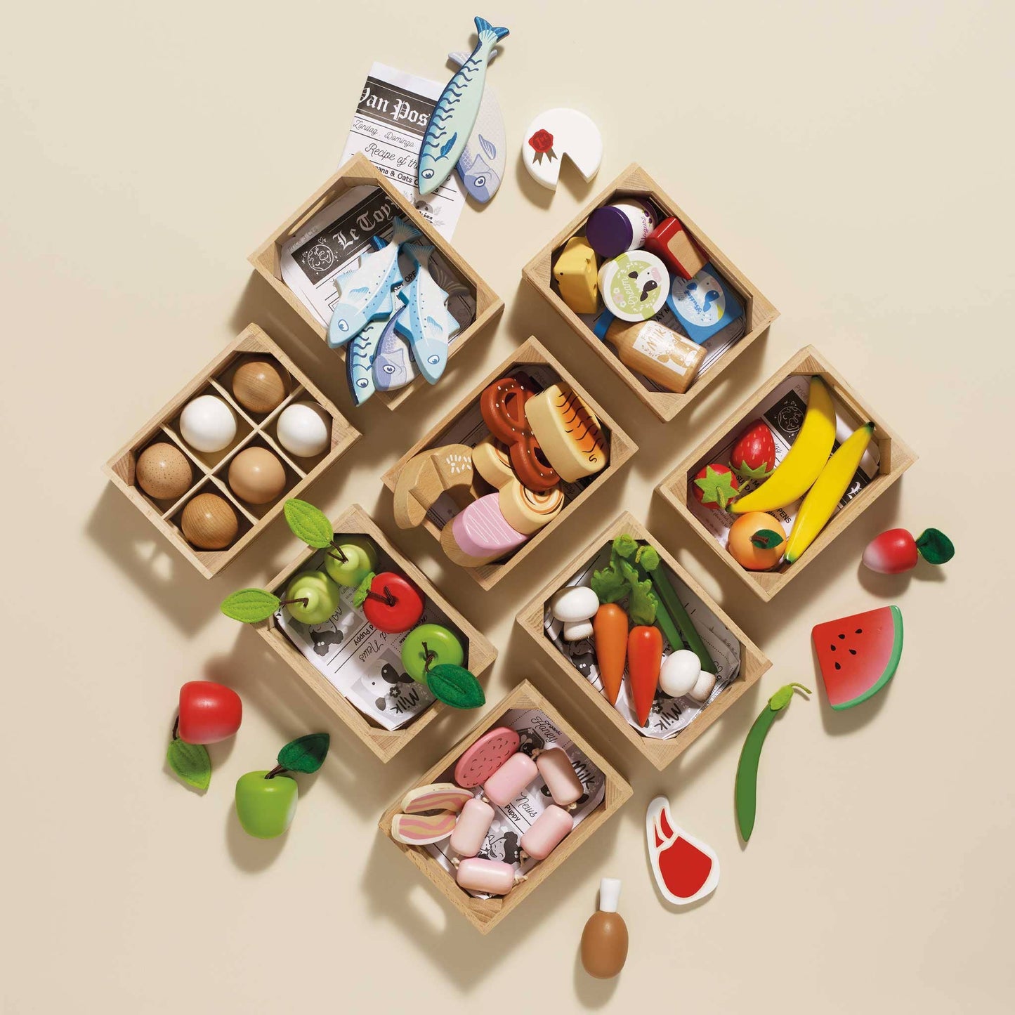 Market Fish Wooden Play Food Crate - Grace and Fox