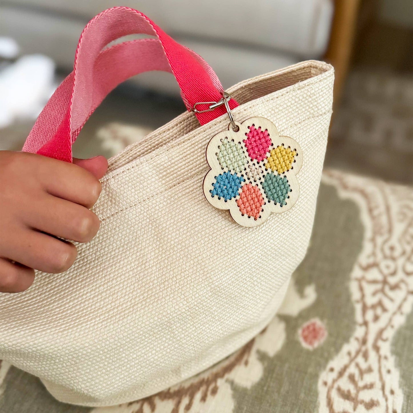 Make Your Own Flower Cross Stitch Keyring by Cotton Twist - Grace and Fox