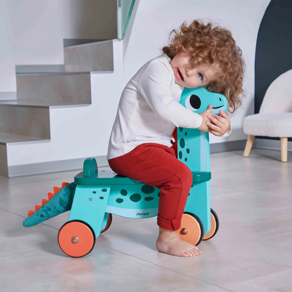 Janod Wooden Diplodocus Ride-On Balance Bike - Grace and Fox