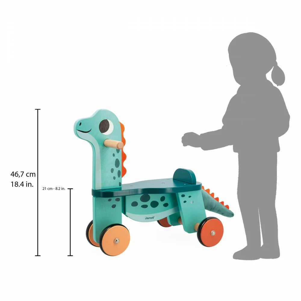 Janod Wooden Diplodocus Ride-On Balance Bike - Grace and Fox
