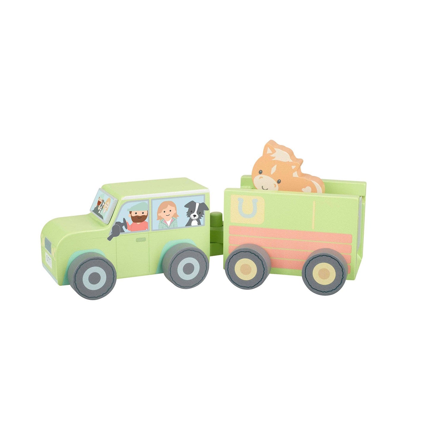 NEW! Wooden Farm 4x4 with Horse Box and Horse - Grace and Fox