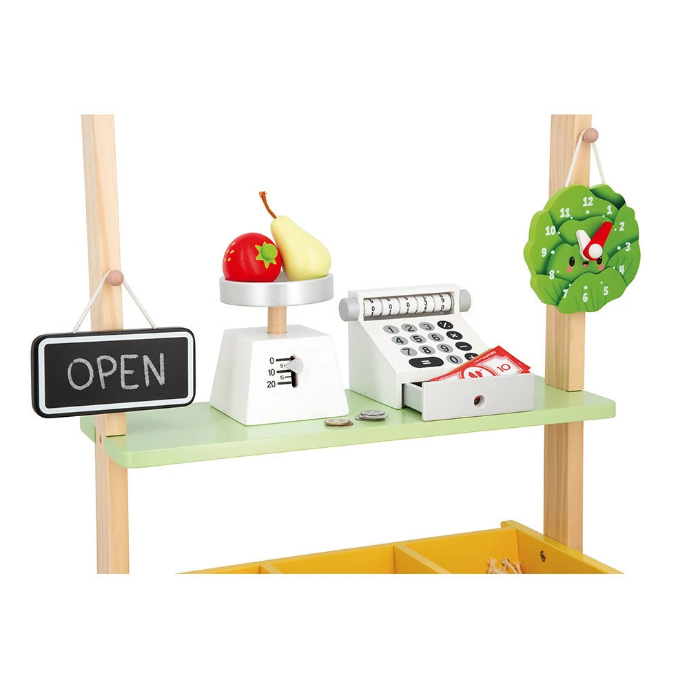 Janod Wooden Farm Market Playset with 58 Accessories