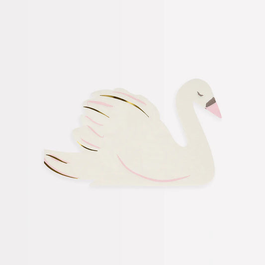 Swan Shaped Napkins (x16) by Meri Meri - Grace and Fox