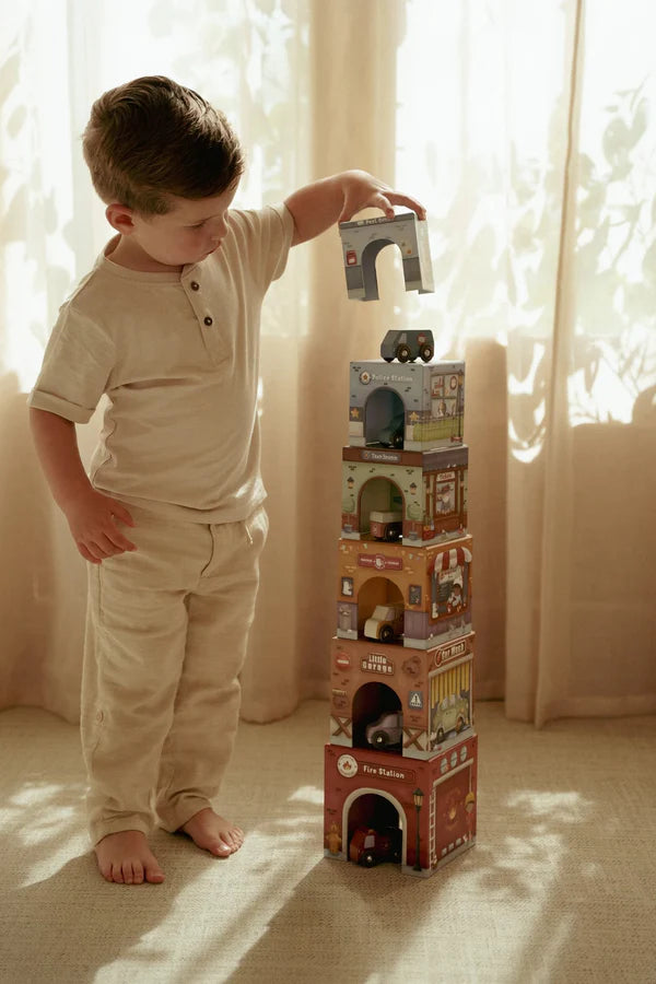 Little Dutch Stacking Blocks with Cars – Wooden City Playset