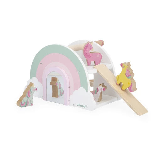Janod - Wooden Unicorn House Playset - Grace and Fox