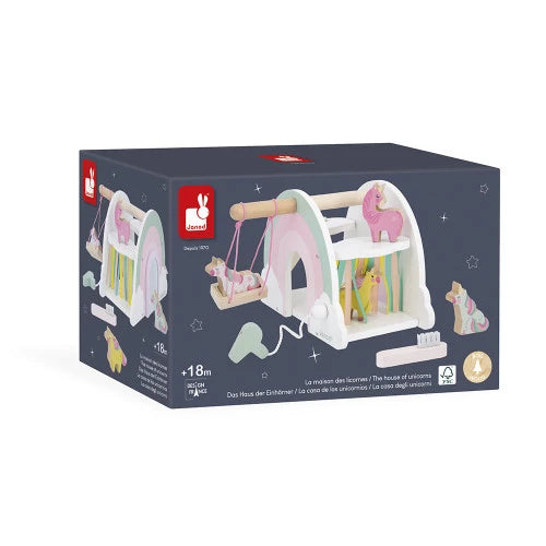 Janod - Wooden Unicorn House Playset - Grace and Fox