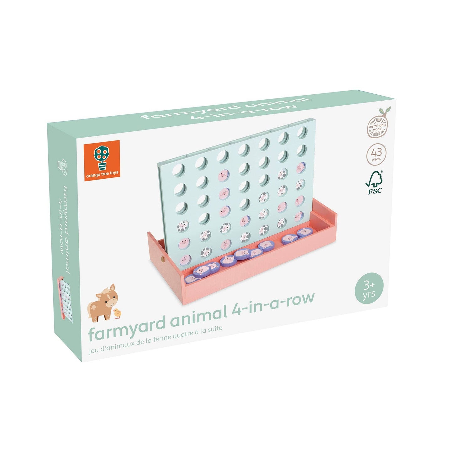 Orange Tree Toys - Farmyard Wooden Animal 4 in a row Game - Grace and Fox