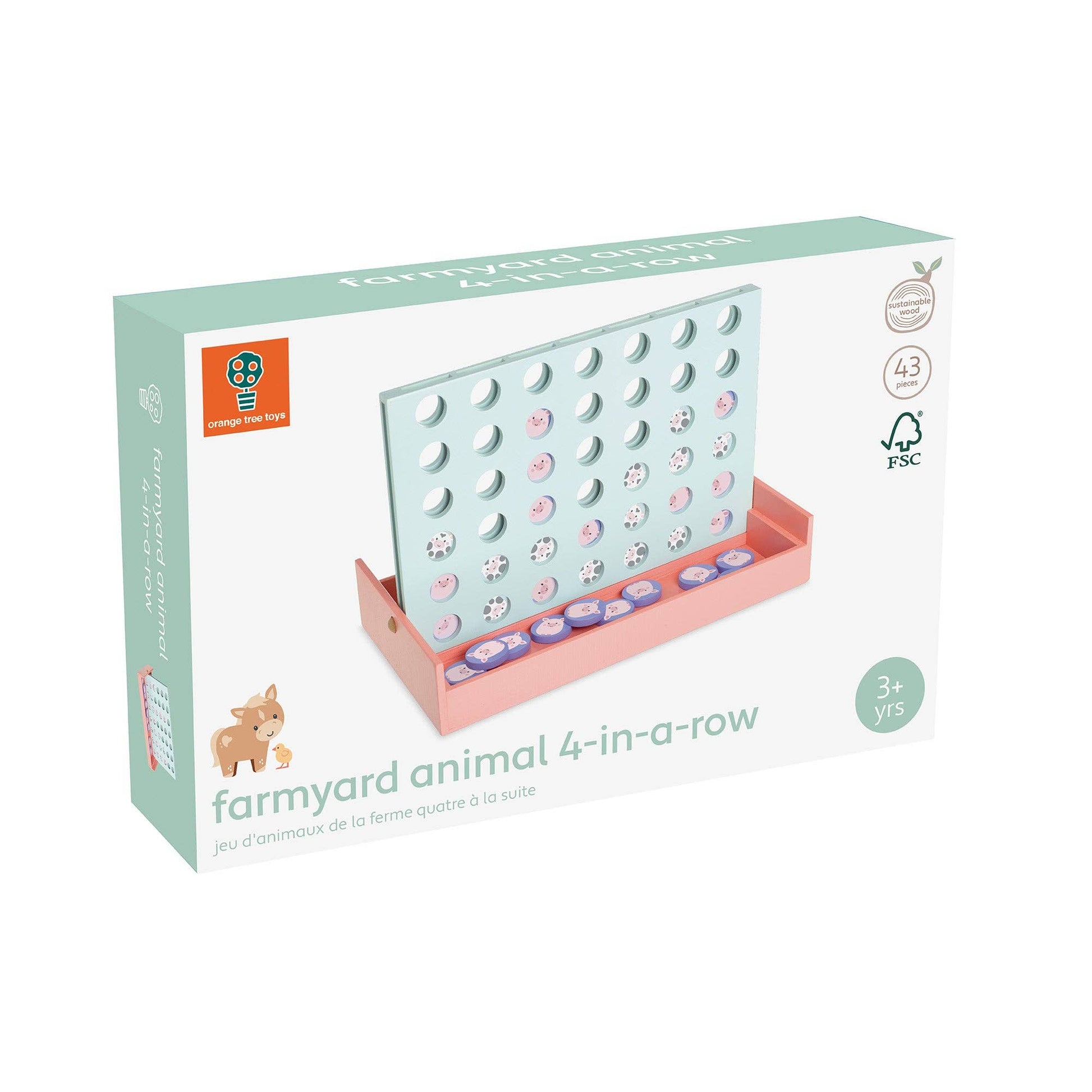 Orange Tree Toys - Farmyard Wooden Animal 4 in a row Game - Grace and Fox