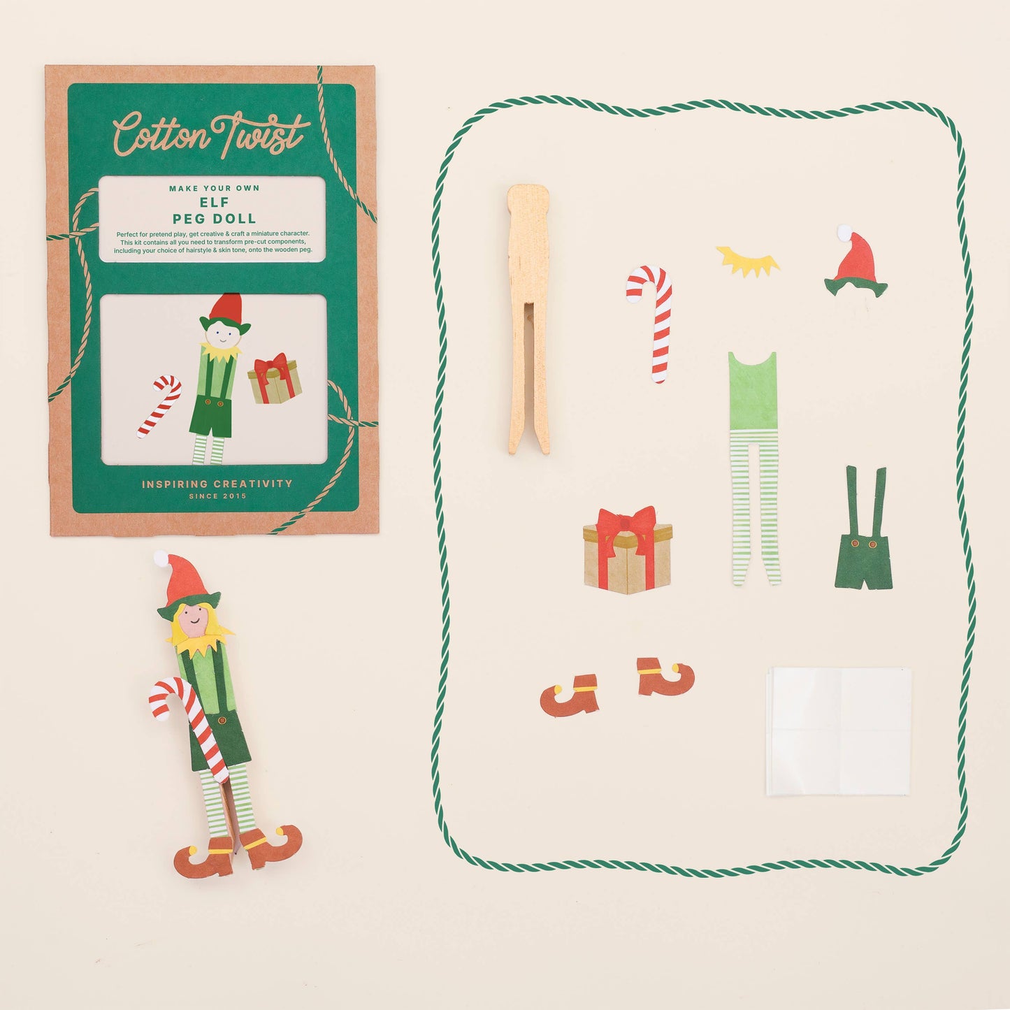 Cotton Twist Make Your Own Elf Peg Doll Craft Kit