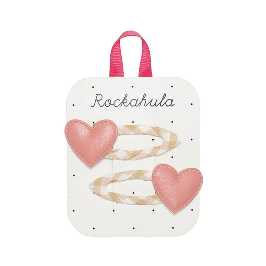 Gingham Heart Hair Clips - Rockahula - Grace and Fox