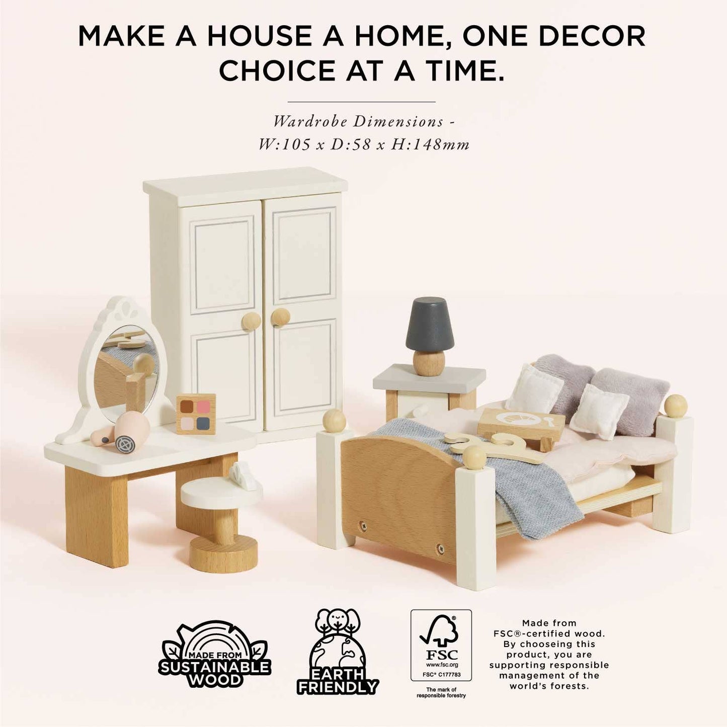 Le Toy Van Wooden Dolls House Furniture Set - Bedroom - Grace and Fox