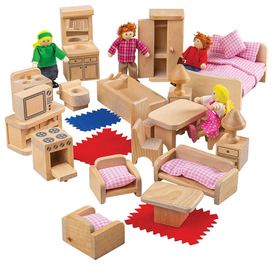 Bigjigs Wooden Doll Family and Furniture - Grace and Fox