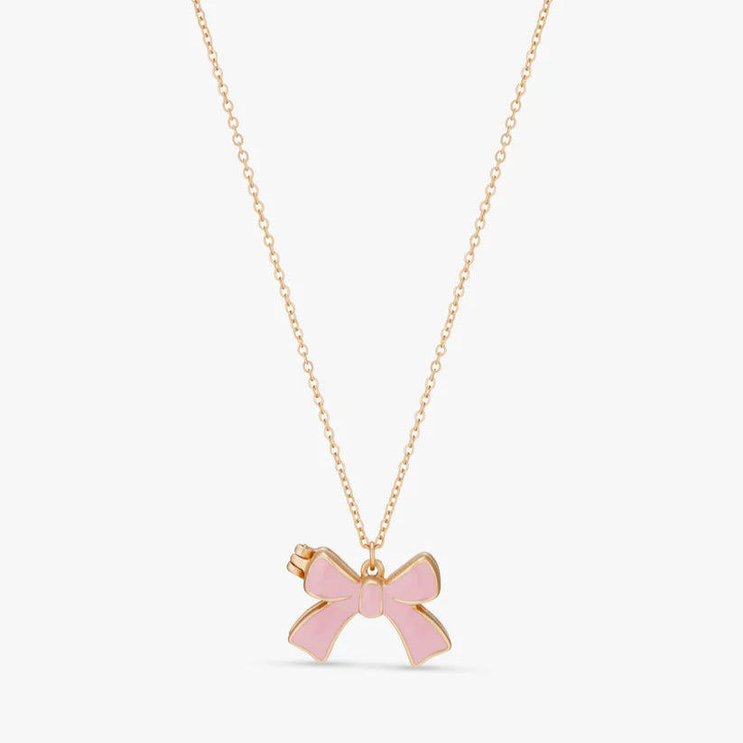 Stych - Pink Bow Locket Necklace - Grace and Fox