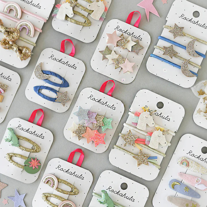 Rainbow Shimmer Star Hair Clips - Rockahula - Grace and Fox