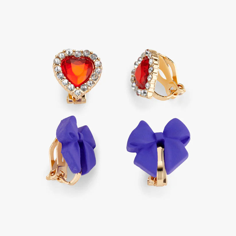 Stych - Clip-on Earrings 2 Pairs Heart & Bow Gift Box