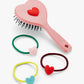 Stych - Heart Hairbrush and Hairbands Pink - Grace and Fox