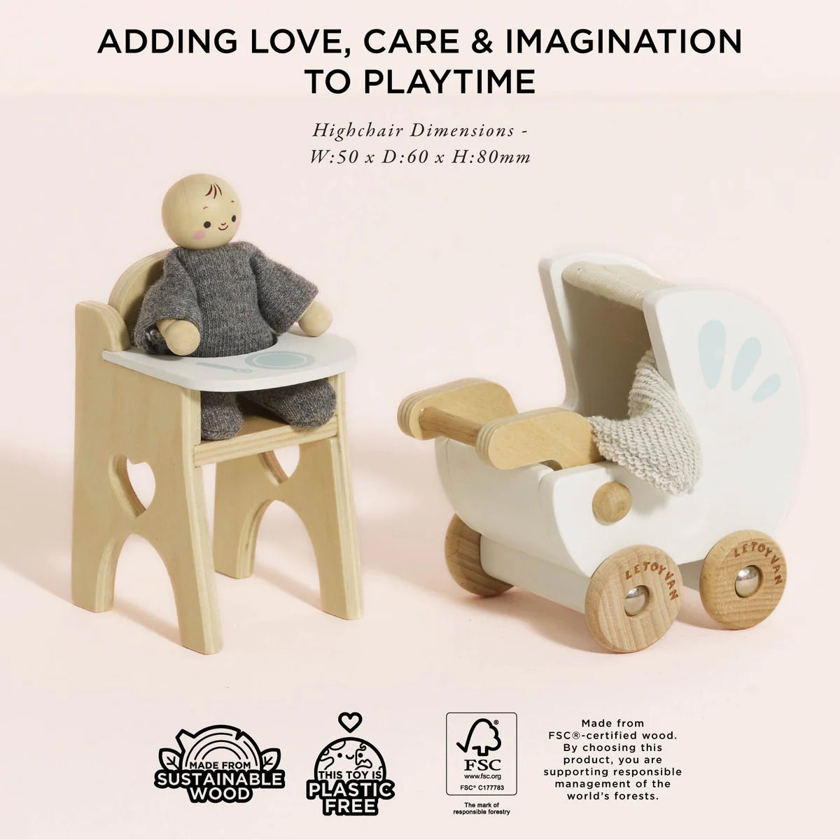 Le Toy Van Dolls House Nursery & Baby Set