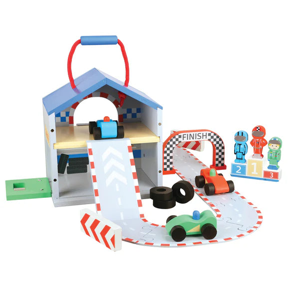 Orange Tree Toys Wooden Racing Track Play Set