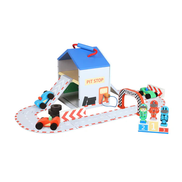 Orange Tree Toys Wooden Racing Track Play Set