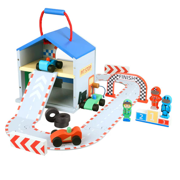 Orange Tree Toys Wooden Racing Track Play Set