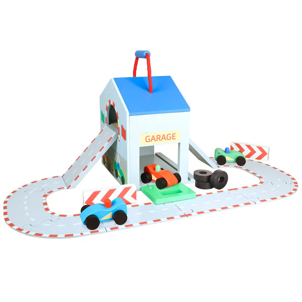 Orange Tree Toys Wooden Racing Track Play Set