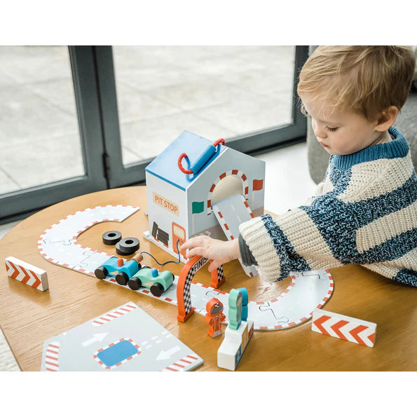 Orange Tree Toys Wooden Racing Track Play Set