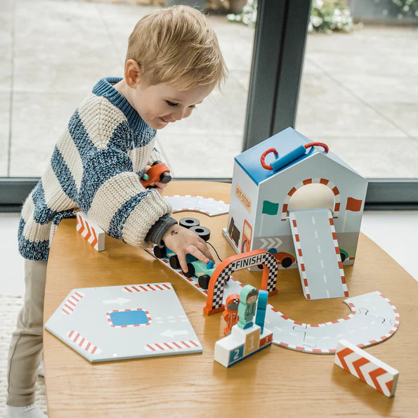 Orange Tree Toys Wooden Racing Track Play Set