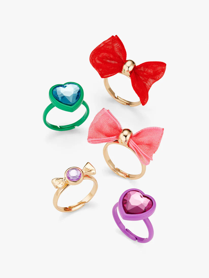 Stych - 3D Bow, Heart & Gem Ring Set