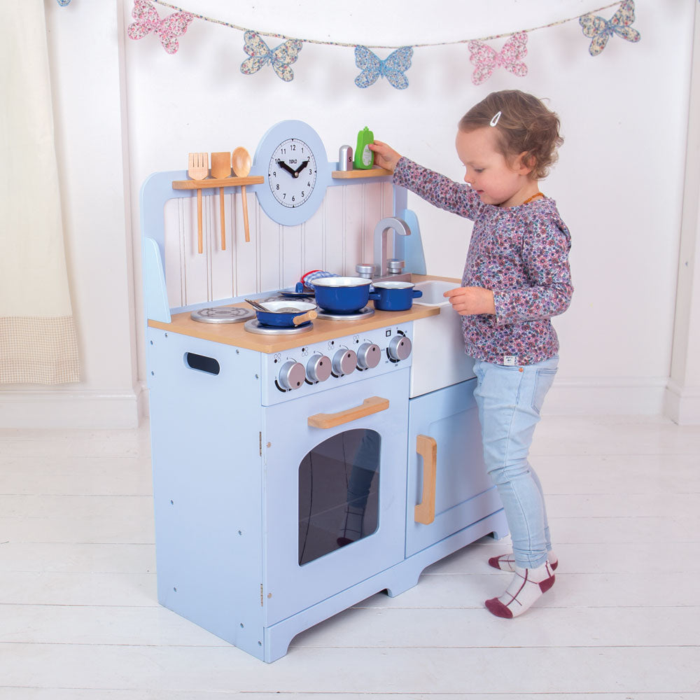 Tildo Country Play Wooden Kitchen - Blue - Grace and Fox