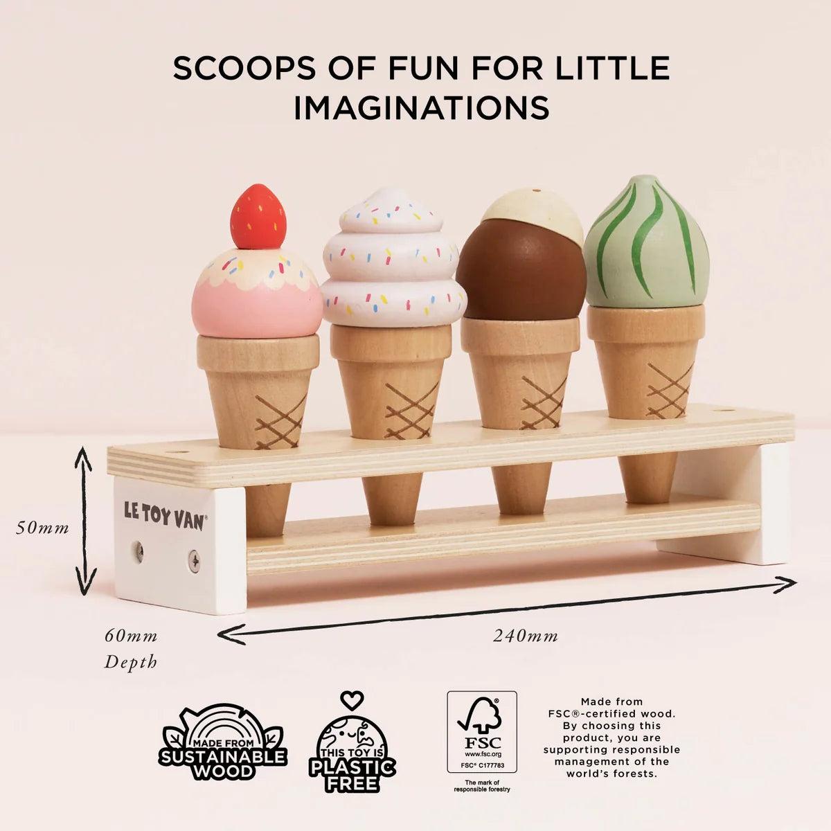 Le Toy Van Wooden Ice Cream Cones Set