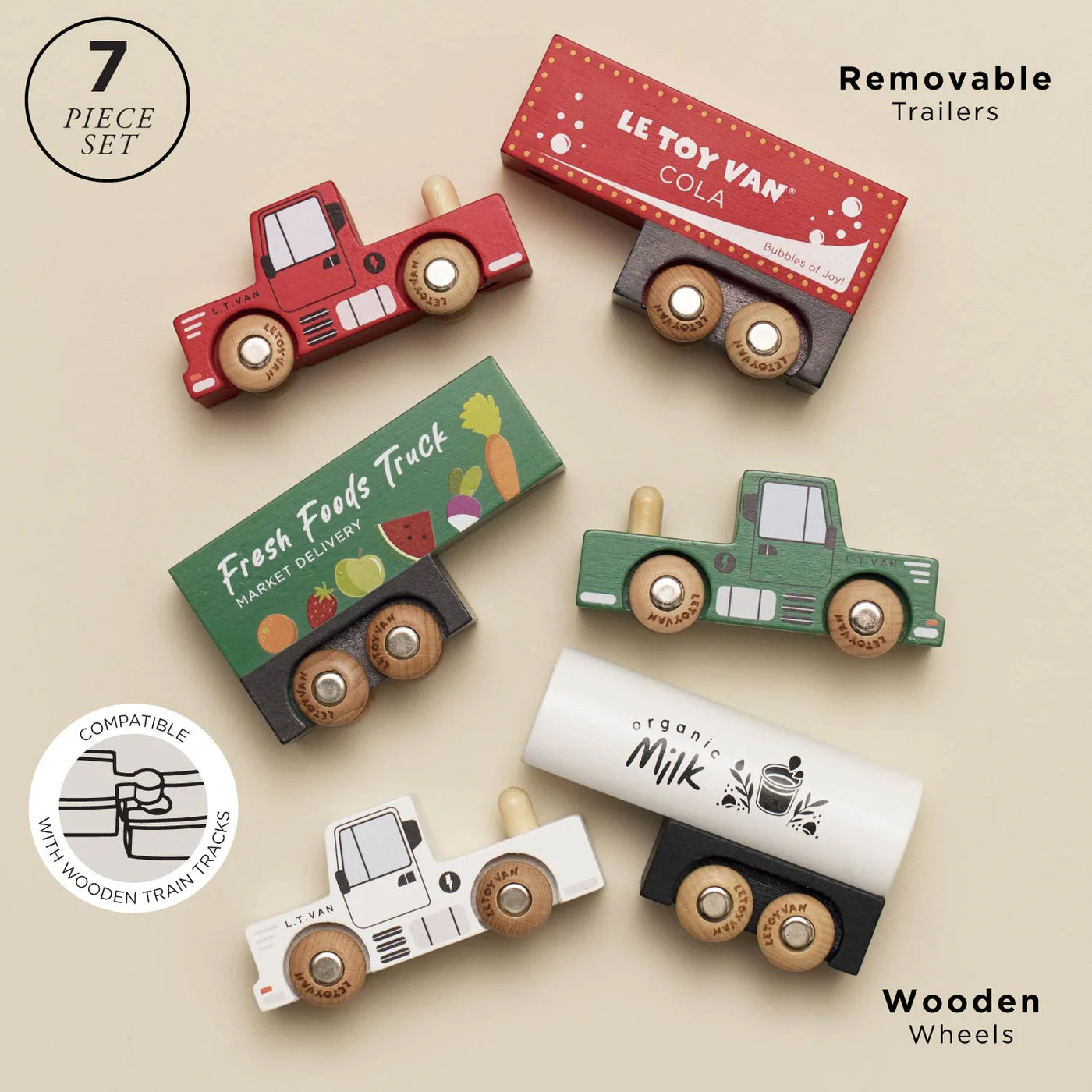 Le Toy Van Wooden Trailer Truck Set